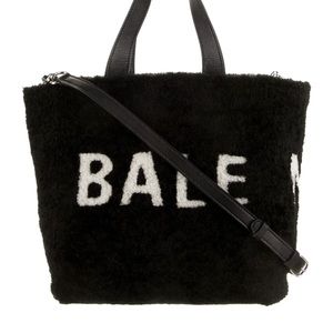 Balenciaga Shearling Logo Tote XS